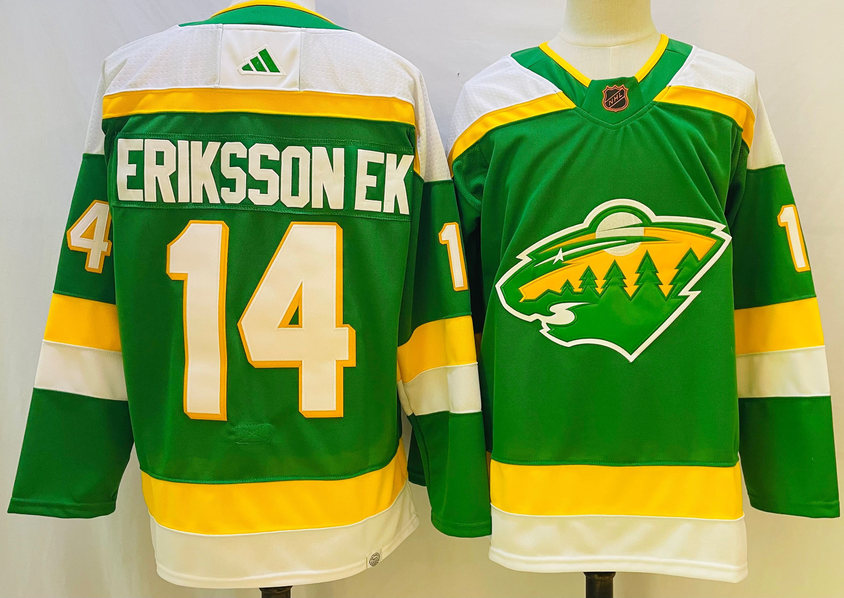 Men Minnesota Wild #14 Erikssonek Green Throwback 2022 Adidas NHL Jersey->buffalo sabres->NHL Jersey